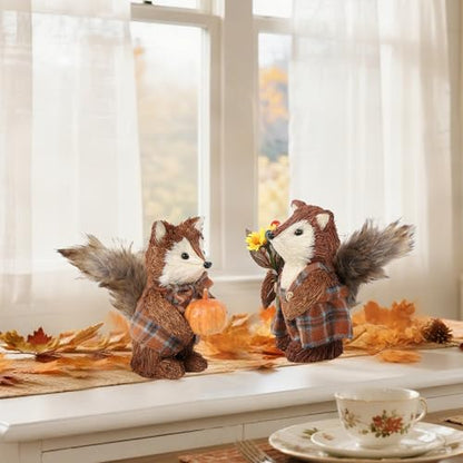 winemana 2 Pack Fox Fall Decorations for Home, Thanksgiving Table Decor - style: style 2