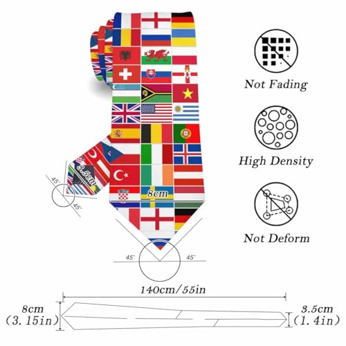 funny Ties for Men Business Novelty Men's Neckties for Festival Holiday Party Valentine's Day Wedding Christmas - color: Flags World