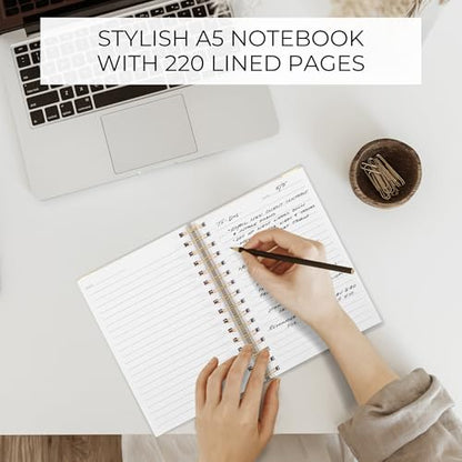 Aesthetic Thick Spiral Notebook Journal For Women in A5 - Linen Hardcover - color: Beige, size: A5
