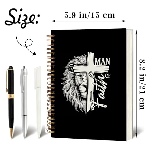 Christian Notebook Journal - Man of Faith Christian Gifts for Women, Inspirational Bible Journal Notebooks for Note Taking, Bible Study, Prayer & Church Notes, A5 Spiral Notebook (Man of Faith-Black) - color: Man of Faith-Black