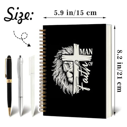 Christian Notebook Journal - Man of Faith Christian Gifts for Women, Inspirational Bible Journal Notebooks for Note Taking, Bible Study, Prayer & Church Notes, A5 Spiral Notebook (Man of Faith-Black) - color: Man of Faith-Black