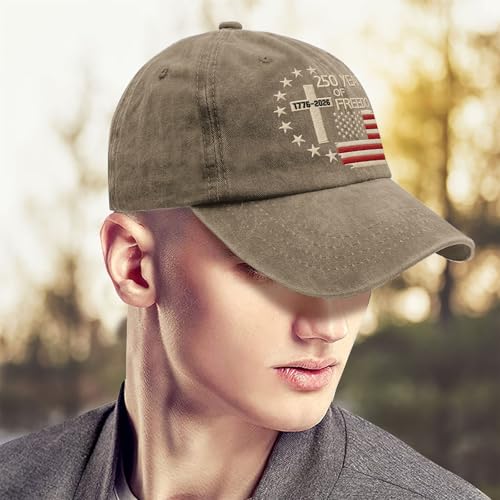 US 250th Anniversary Hat, Patriotic Embroidered Cap, 1776-2026 Freedom Celebration, 250 Years American History Gift Patriots - color: Us 250 Years Freedoms 1776-2026 250th Birthdaypigment Khaki1