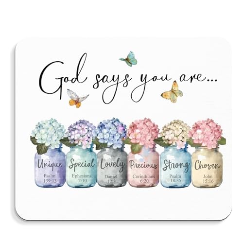 Inspirational Christian Mouse Pad - God Says You are Mousepad, Motivational Christian Office Mouse Pad, Bible Verse Desk Mousepad, Gifts for Employees, Coworker Gifts, 9.5x8 Inches - color: God Says