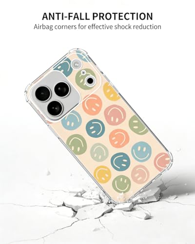 Cute Colorful Smile Face Phone Case Compatible with iPhone 17 Pro, Happy Face Phone Cover for iPhone 17 Pro - color: Colorful Smile Face