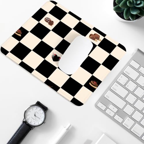 Square Mouse Pad with Non-Slip Rubber Base,Home Office Decoration Desktop Accessory, Laptop Mouse Pad for Office Laptops,9.4x7.8x0.12in(Black and White Checkered 2) - color: Black and White Checkered 2