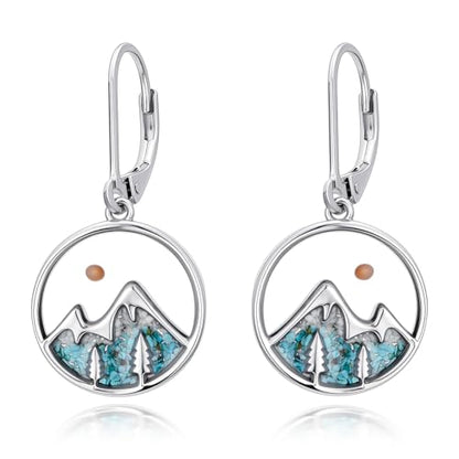 Mountain Mustard Seed Earrings for Women 925 Sterling Silver Lotus/Cross Dangle Drop Earring Christian Jewelry Outdoor Birthday Graduation Gifts - style: Mountain-Turquoise