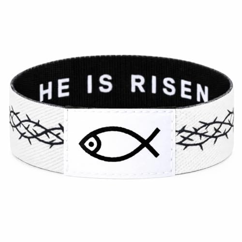 Lusinus Bible Verse Bracelets, Tap for Scripture, NFC Daily Wristband - color: BLACK ( HE IS RISEN)