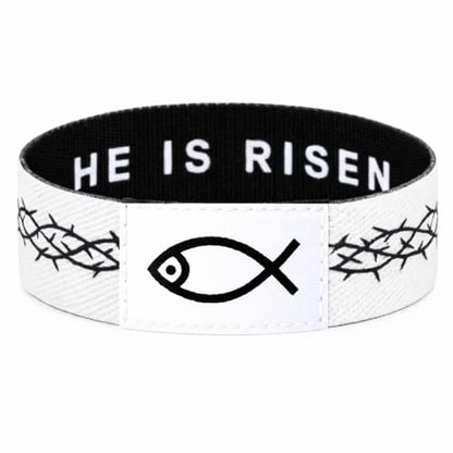 Lusinus Bible Verse Bracelets, Tap for Scripture, NFC Daily Wristband - color: BLACK ( HE IS RISEN)