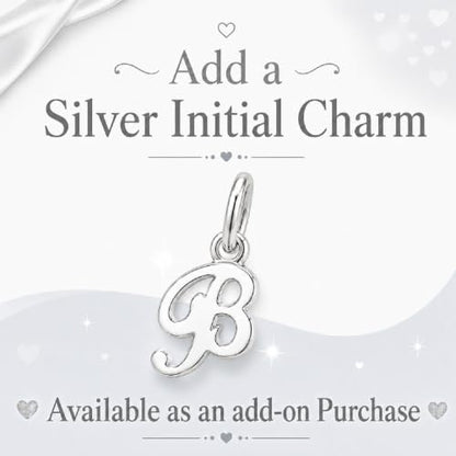 Baptism Bracelets | Cross Charm | Baby Pink Crystal & White Pearl Bracelet - style: Sterling Silver Initial Charm