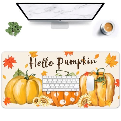 Britimes Large Mouse Pad, Mouse Pad, 31.5 x 15.7 Inch, Fall Orange Pumpkin - color: Hello Pumpkin