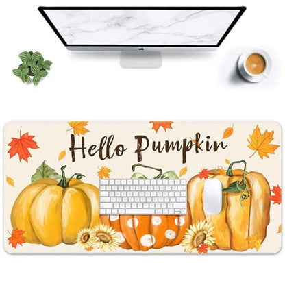 Britimes Large Mouse Pad, Mouse Pad, 31.5 x 15.7 Inch, Fall Orange Pumpkin - color: Hello Pumpkin