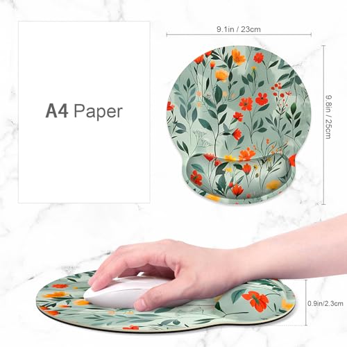 ITNRSIIET Ergonomic Mouse Pad with Wrist Support Wrist Rest Smooth Surface Non-Slip Rubber Base Comfortable Office Supplies Pain Relief, 9.8 x 9.1 inches, Beautiful Flowers - color: B02-Beautiful Flowers