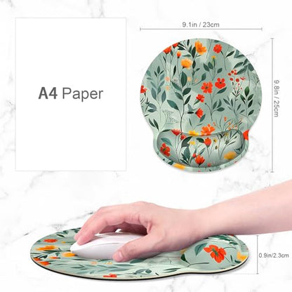 ITNRSIIET Ergonomic Mouse Pad with Wrist Support Wrist Rest Smooth Surface Non-Slip Rubber Base Comfortable Office Supplies Pain Relief, 9.8 x 9.1 inches, Beautiful Flowers - color: B02-Beautiful Flowers