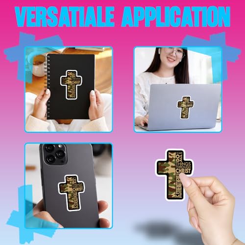 (3 Pcs) 3 Inches I Can Do All Things Camo Stickers, Christian Religious Bible Verse Inspirational Vinyl Decals Waterproof for Laptops, Journals, Water Bottles, Hat, Phone Case