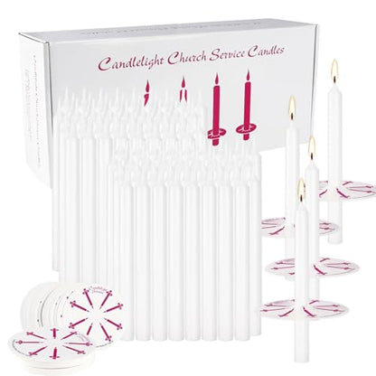 150 Pack 4 Inch White Church Taper Candles with Drip Protectors - color: white-4"150pcs