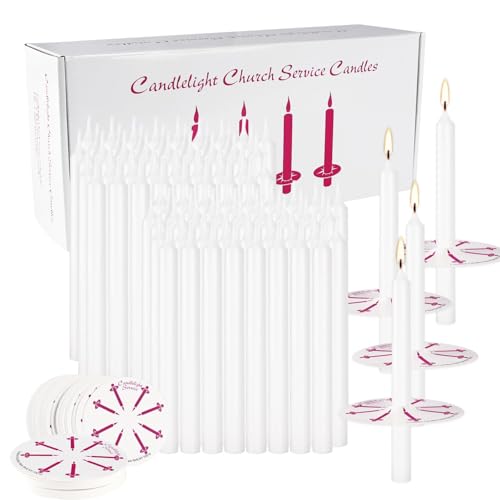 150 Pack 4 Inch White Church Taper Candles with Drip Protectors - color: white-4"150pcs