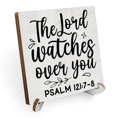 Inspirational Christian Desk Decor Wood Sign, Religious Gifts, Bible Scripture Desk Decorations Faith Based Gifts for Women Men Friend Office Work Bedroom Home Decor Wooden Plaque With Stand - color: TheLord 741