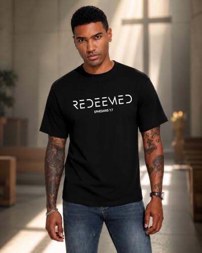 Aiyino Men's Redeemed Christian T-Shirt Graphic Tee 100% Cotton - color: Black, size: Small