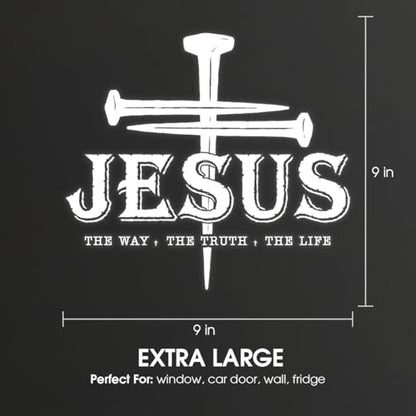 Premium Jesus The Way The Truth The Life Car Decal – Premium Christian Cross Sticker, Faith Vinyl Decal for Car, Truck, Laptop, Christian Gift (Size 9x9 inches) - size: Size 9x9 inches