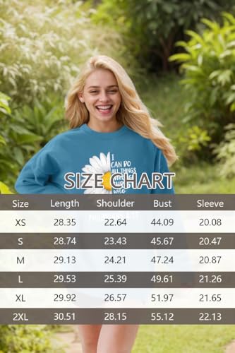 Christian Sweatshirts For Women Oversize Daisy Print Sweatshirts - color: Blue2, size: Small