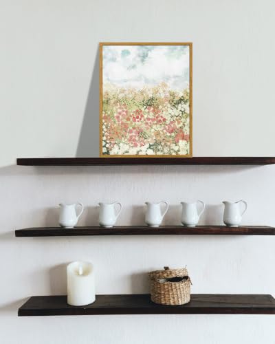 KBKBART Framed Country Wildflower Canvas Wall Art Spring Flower Prints - color: Spring Flower, size: 24"L x 16"W