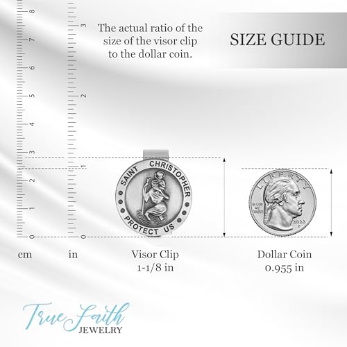 True Faith Jewelry Round St Christopher Medal Visor Clip for Car, Patron Saint of Travelers, Gift for New Driver, Fine Pewter (92% Tin) - size: St. Christopher (Round) 3