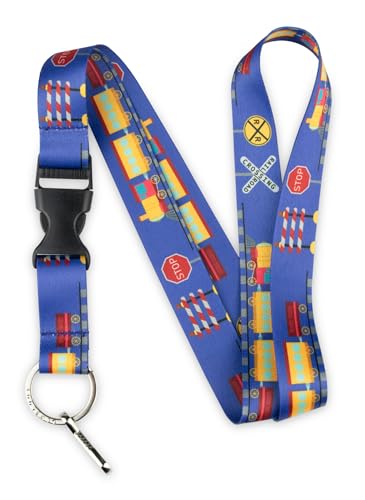 Limeloot Lanyard – Soft Neck Lanyard with Quick Release & Key Ring – ID Badge Holder & Keychain Lanyard for Men & Women - color: Trains