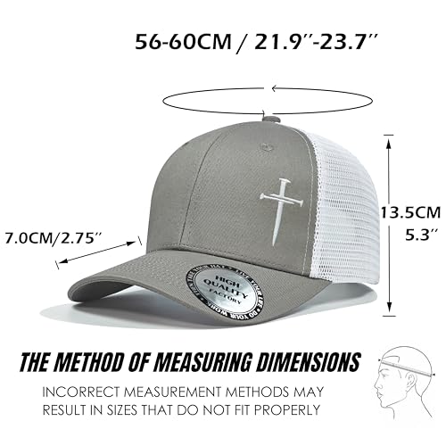 Christian Hats for Men Women,Jesus 3 Nail Cross Hat Christian Religious Gifts for Birthday/Christmas - color: 03.grey-white
