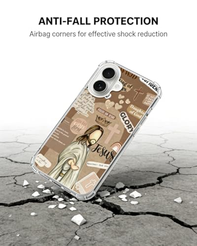 Brown Christian Phone Case Compatible with iPhone 17, God Jesus Aesthetic Phone Cover for iPhone 17 - color: Brown Christian