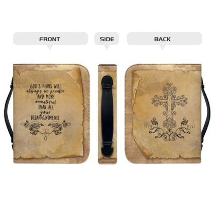 Classic Bible Cover for Women Girls Large PU Leather Bible Carrying Case Bag Scripture Book Bag Protective Stylish Church Carrying Bag, Brown - color: Brown Print, size: 2X-Large