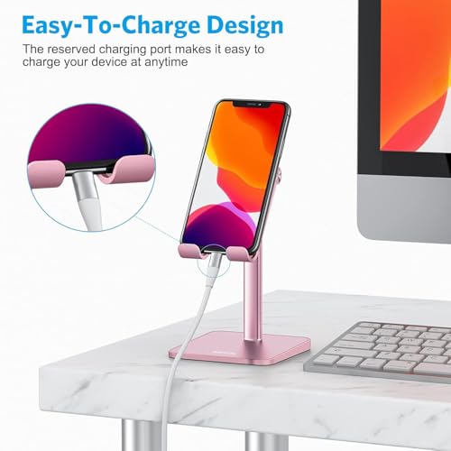 OMOTON CA02 Cell Phone Stand with Charging Hole for Desk Rose Gold - color: Rosegold