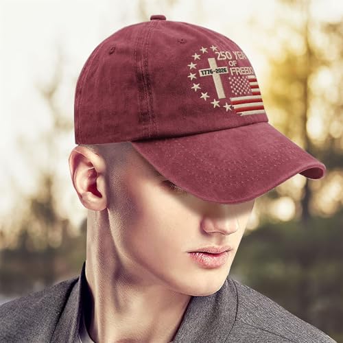 US 250th Anniversary Hat, Patriotic Embroidered Cap, 1776-2026 Freedom Celebration, 250 Years American History Gift Patriots - color: Us 250 Years Freedoms 1776-2026 250th Birthdaywine Red1