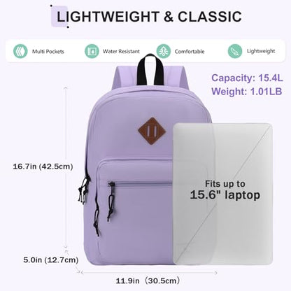 VX VONXURY Kids Backpack for School Travel,16.7 Inch Lightweight Bookbag - color: Light Purple
