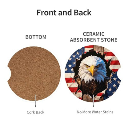 American Flag Car Cup Holder Coasters Absorbent Ceramic Coaster - color: Orange