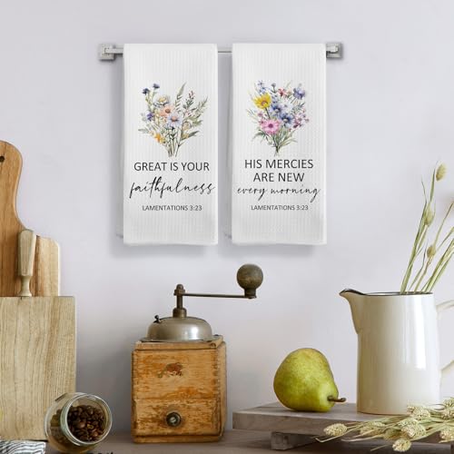 Christian Religious Gifts for Women, Christian Floral Kitchen Towels Set of 4, Religious Scripture Bible Verse Kitchen Tea Towels Decorative Set, Bible Scripture Hand Dish Towels16x24In - color: Bible 4