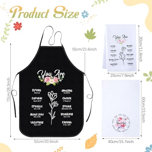 Newtay 4 Pcs Christian Gifts Set, Bible Verse Apron Towels Cutting Board