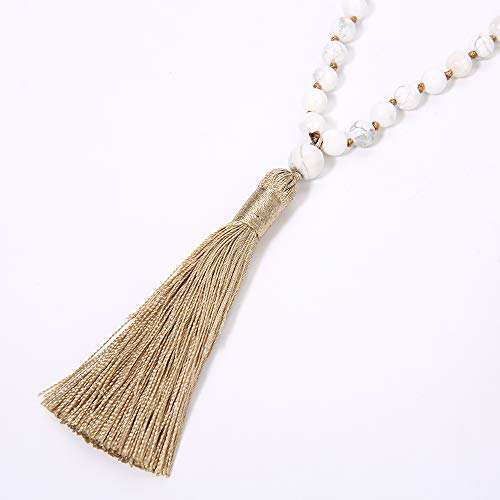 6MM Mala Beads Long Necklace for Meditation Prayer - style: Natural White Howlite