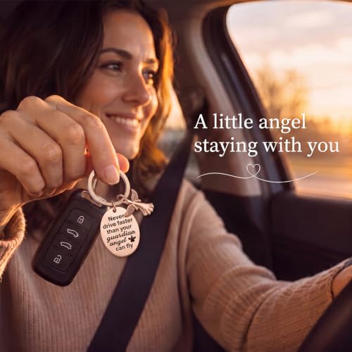 Hotop Sweet Guardian Angel Keychain New Driver Key Ring Gift - color: Rose Gold