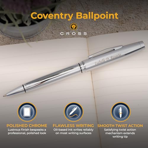Cross Coventry Personalized Ballpoint Pen in Polished Chrome - color: Lustrous Chrome