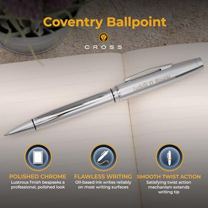 Cross Coventry Personalized Ballpoint Pen in Polished Chrome - color: Lustrous Chrome