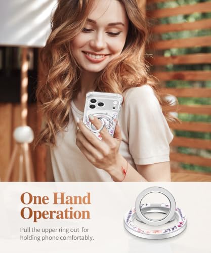 GVIEWIN Magnetic Phone Ring Holder, Compatible with MagSafe Phone Grip - color: Floratopia/White