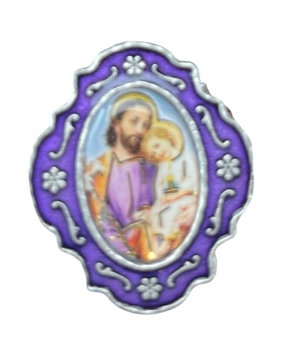 Catholic Silver Linked Rosary Set – 3mm Beads, 14.25" Length, Metal Keepsake Gift Box with Enamel Inlay – Perfect First Communion Gift (Saint Joseph) - color: Saint Joseph