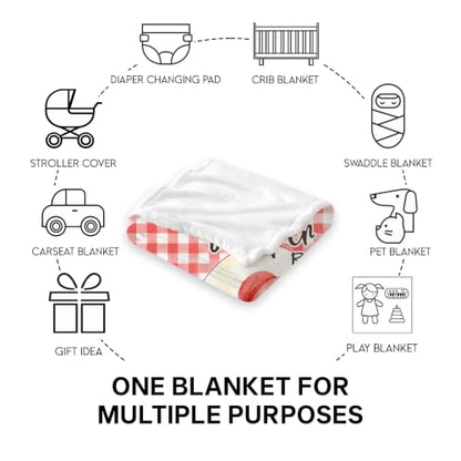 Personalized Goose Baby Blanket, Red Gingham - color: #Ver12