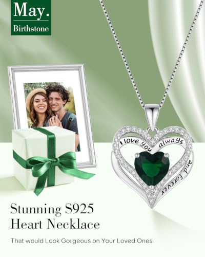 925 Silver Heart Love Necklace Women, Wife Anniversary Jewelry Gift for Her - color: Silver