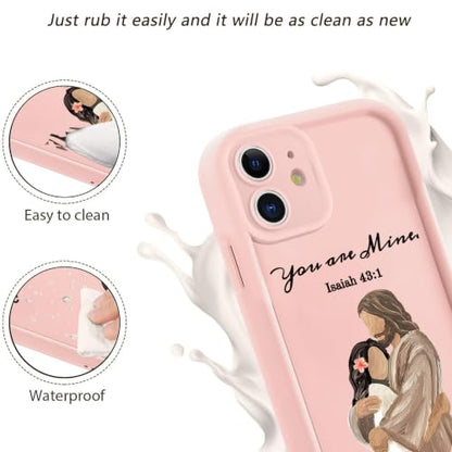 for iPhone 13 6.1'' Cute Bible Verse Hug Phone Case - color: Pink-You Are Mine, size: iPhone 13