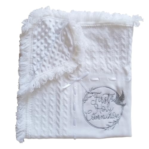Baby Blanket White Baptism Christening Gifts for Girl Boys - color: White