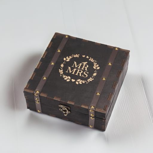 AW BRIDAL Black Wedding Keepsake Box Mr Mrs Memory Box Wood Storage Box with Lids Anniversary Engagement Gifts for Couples Bridal Shower Bride Gifts - color: Black Mr & Mrs