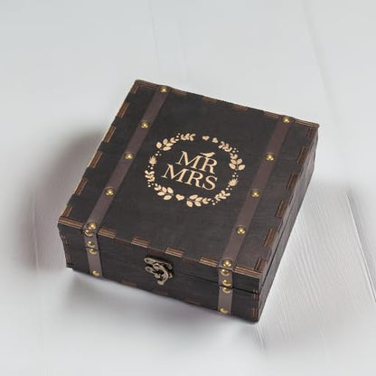 AW BRIDAL Black Wedding Keepsake Box Mr Mrs Memory Box Wood Storage Box with Lids Anniversary Engagement Gifts for Couples Bridal Shower Bride Gifts - color: Black Mr & Mrs
