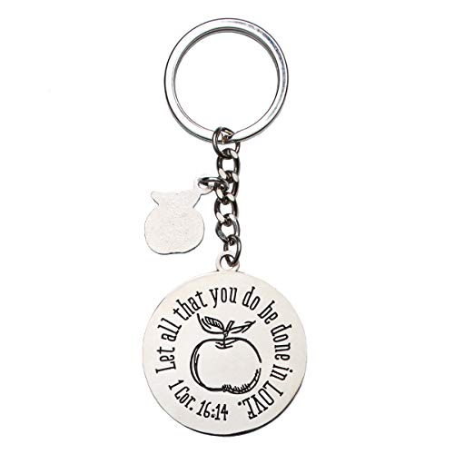 Christian Art Gifts Teacher Appreciation Keychain with Scripture: Inspirational Bible Verse Split Metal Keyring Accessory - color: Blue