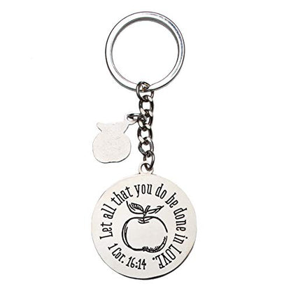 Christian Art Gifts Teacher Appreciation Keychain with Scripture: Inspirational Bible Verse Split Metal Keyring Accessory - color: Blue